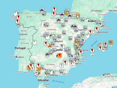 Mapa de emergencias en España
