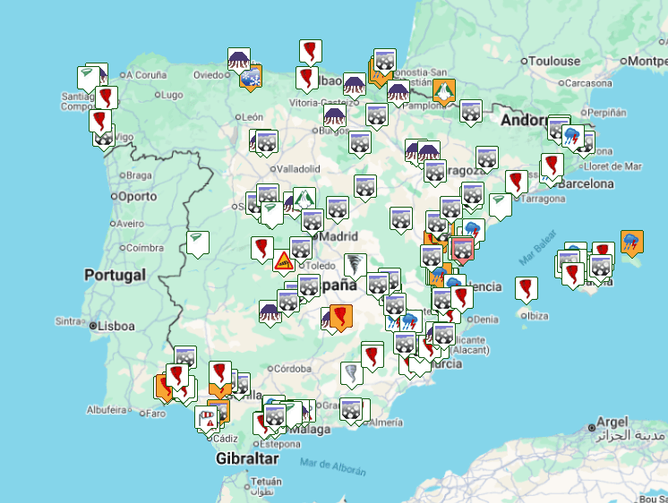 Mapa de emergencias en España