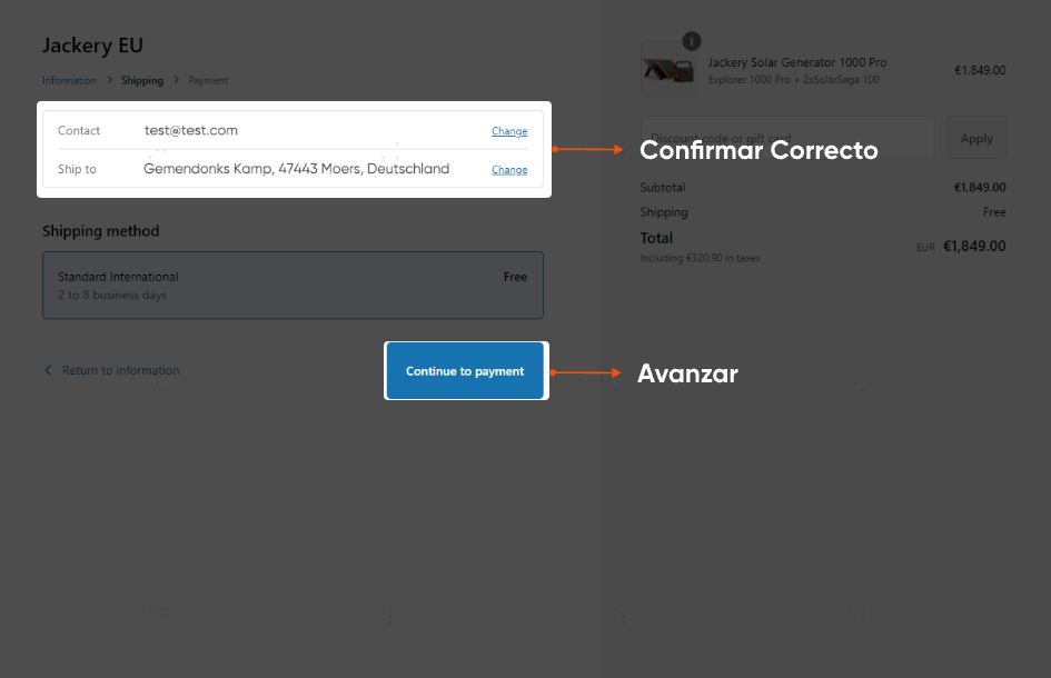 Confirmación de la información